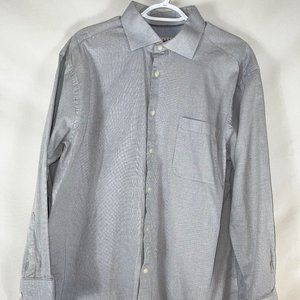 Joseph Abboud Mens Dress Shirt, Size 17.5 32/33 Gray Herringbone Pattern
